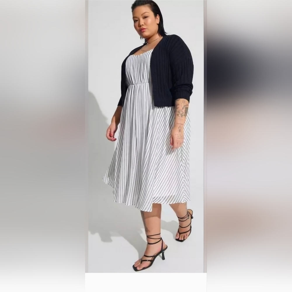 Torrid Striped Lined Chiffon Midi Dress – Size 1 NWOT